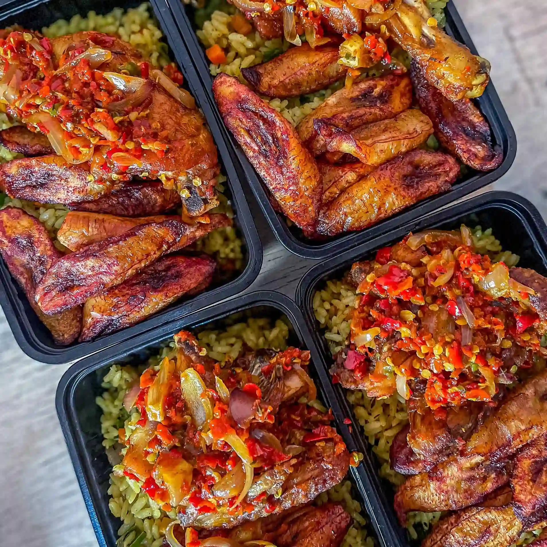 Fried Rice, Chicken & Plantain